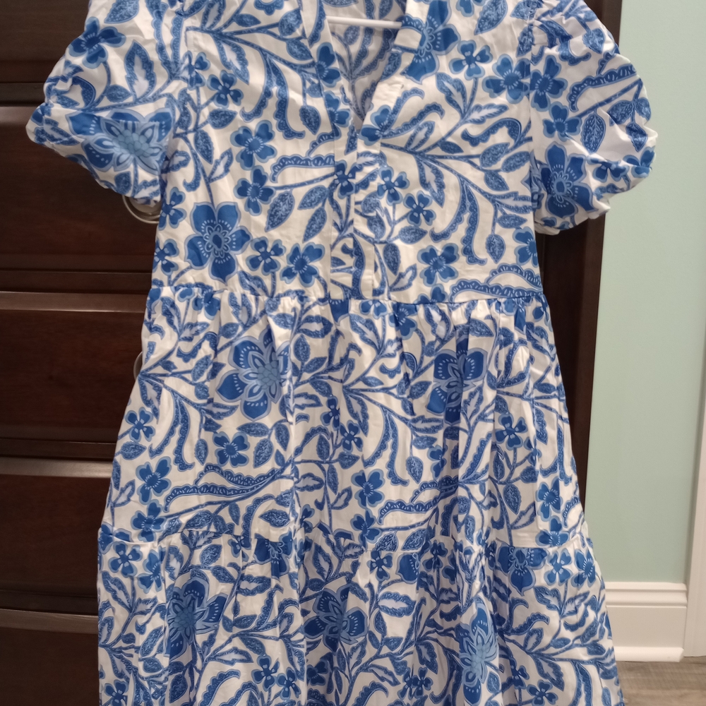 Blue and White Floral Womens Dress